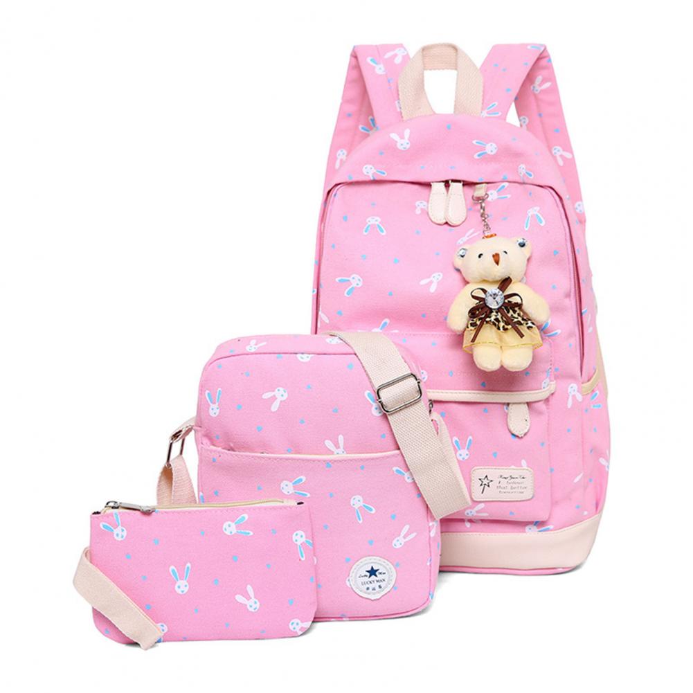 Popular Girls Backpack Portable Rabbit Pattern Cute High School Student Backpack