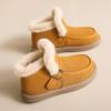 Fashion Soft Thick Bottom Furry Suede Snow Boots Women 2025 Winter Fluffy Fur Slip On Warm Plush Ankle Boots Metal Buckle Cotton Shoes