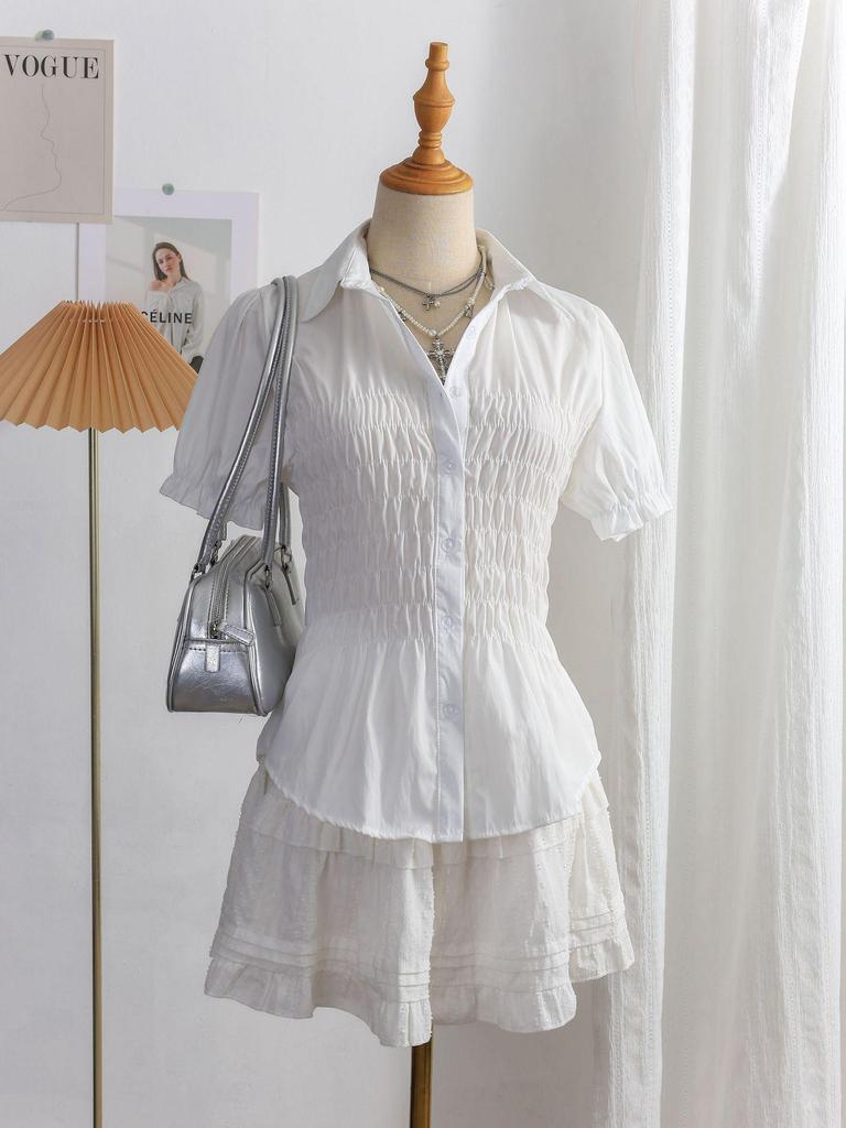 2025 Summer Retro Color Block Plaid Lapel Shirt - Slim Fit Short Sleeve