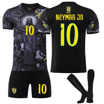 2025-26 Brazil Black Jesus #10 NEYMAR JR Sport Training Jersey Set with Socks Teens Kids Adults Custome Name Football Kits