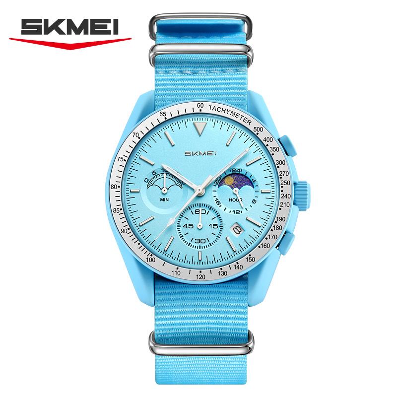 Skmei 9392 High Quality Unisex Quartz Watch Nylon Band Water Resist Chronograph Moon Phase Casual Watch Factory
