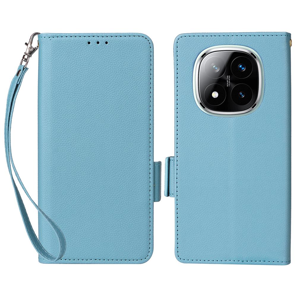 For Xiaomi Note 14 Pro+ 5G/Note 14 Pro 5G/Poco X7 5G Case with Wrist Strap Litchi Texture PU Leather Wallet Phone Cover