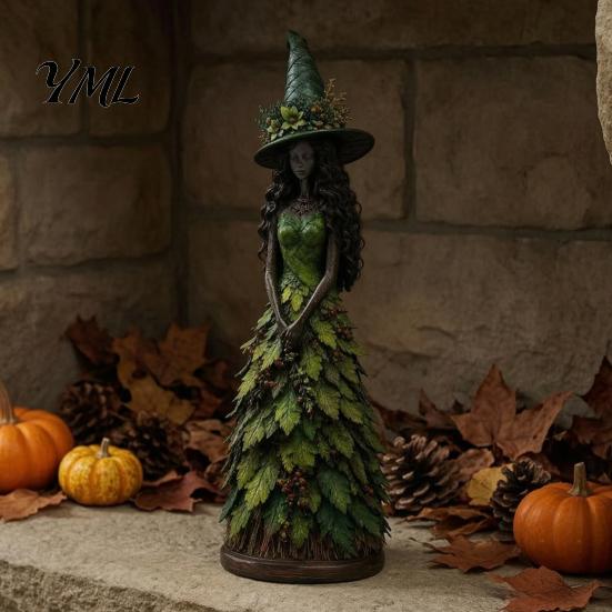 Seasonal Witch Themed Gifts Autumn Figurine, Halloween Statue, Fall Tabletop Decor, Shelf Decoration Festive Centerpieces for Mantel Fireplace Tiered
