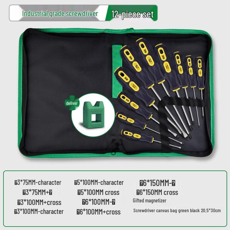 Przemysłowy Magnetyczny Zestaw Śrubokrętów Phillips i Płaskich - Zawiera Bardzo Twarde, Mocne i Małe Narzędzia