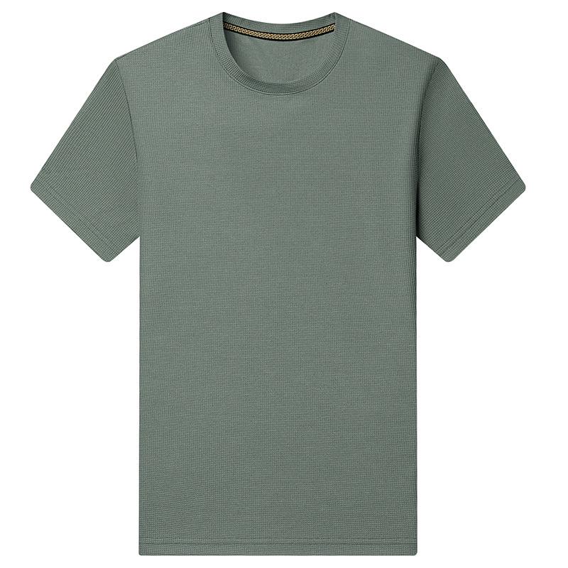 Men's Summer Waffle Crew Neck T-Shirt - Loose, Trendy, Hong Kong Style