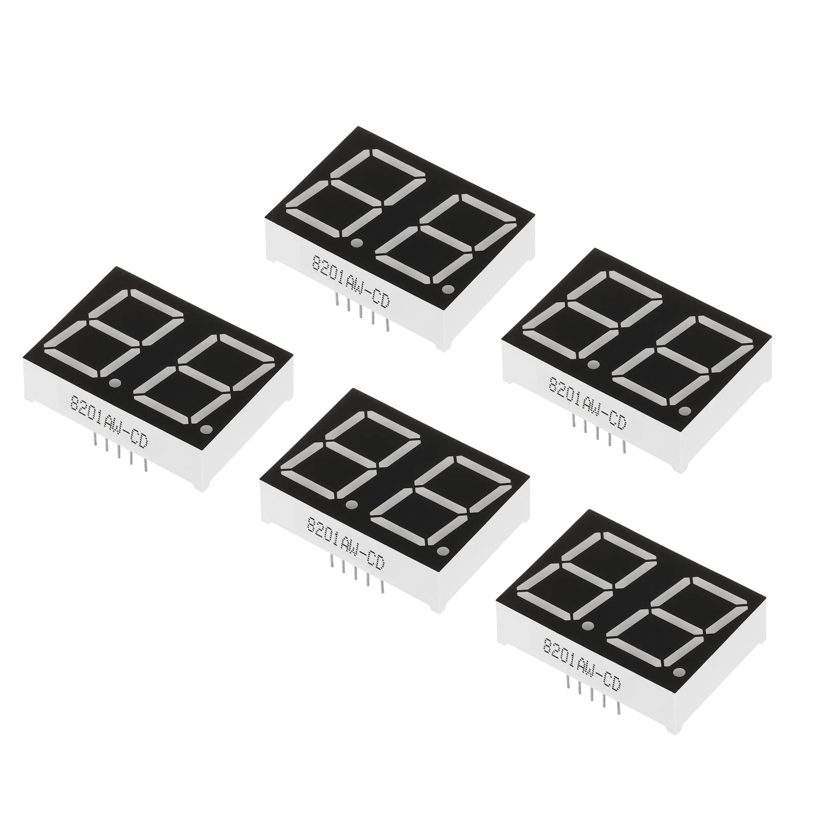 

PATIKIL 5pcs Common Cathode LED Display Digital for Electronic Driver LED Display Module 7-Segment 10-Pin 2-Bit 3.3V Tubes, White, Boards, білий