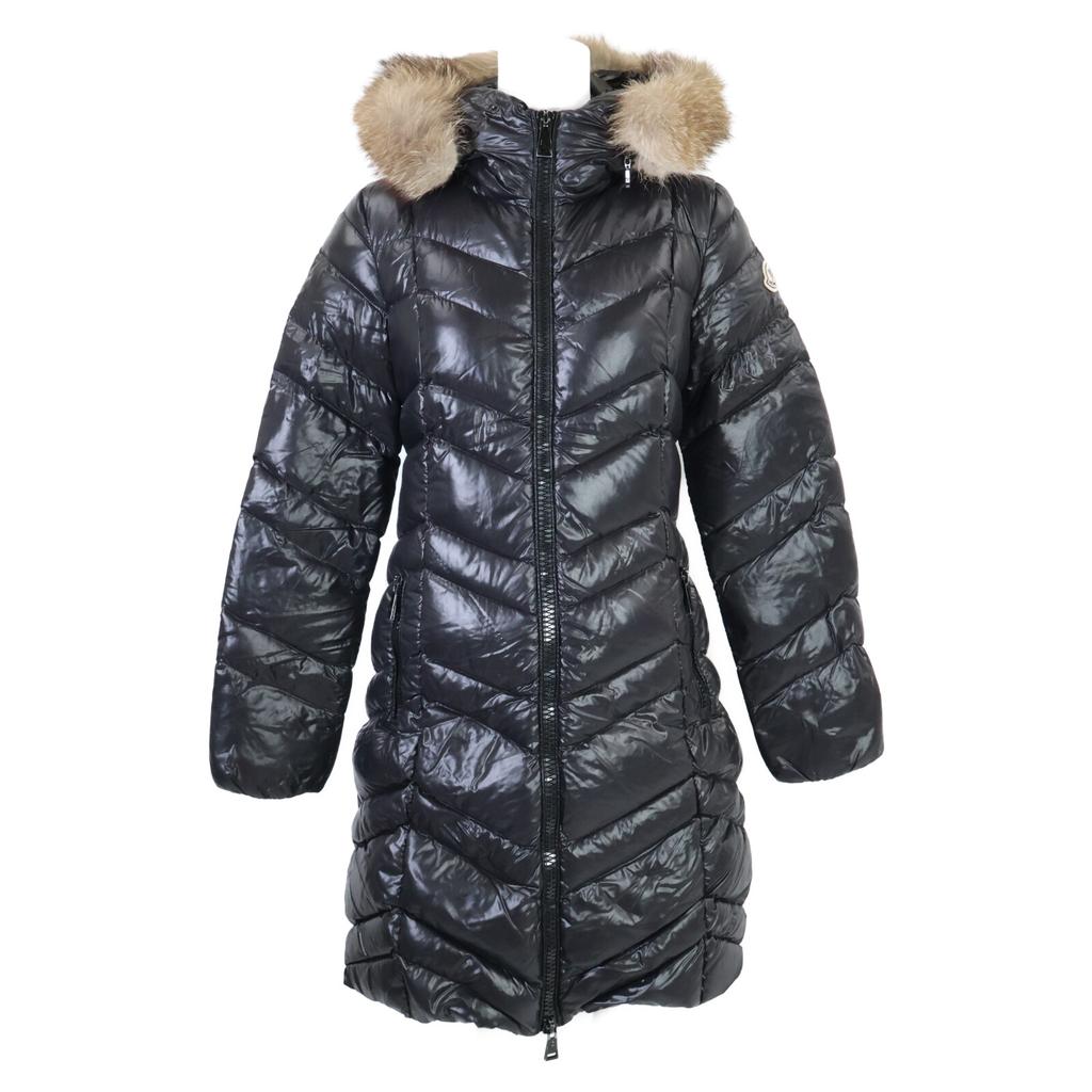 MONCLER FULMAR fur-lined down hoodie coat O blackUsed