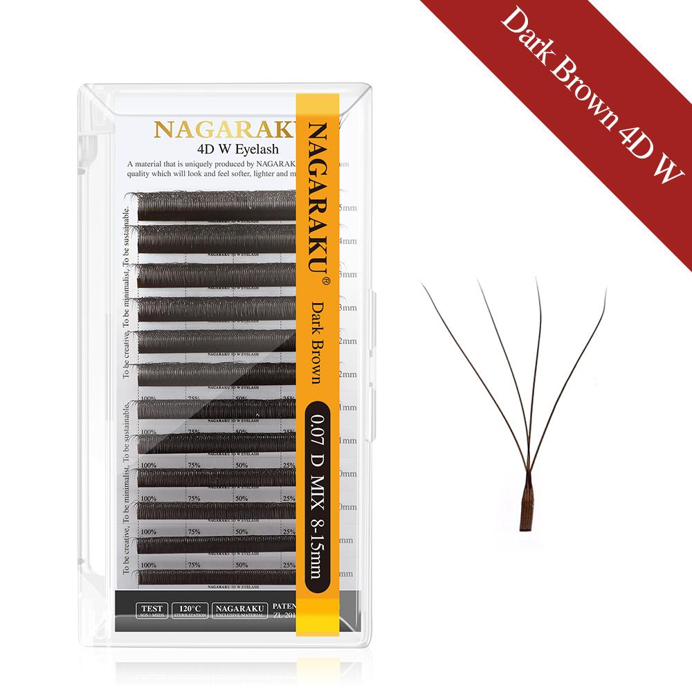 NAGARAKU Castanho Castanho Escuro 3D/4D/5D Forma W Ventiladores Pré-feitos Ondulados à Mão Extensões de Pestanas Pestanas Completas Naturais Suaves Leves Fosco Densos