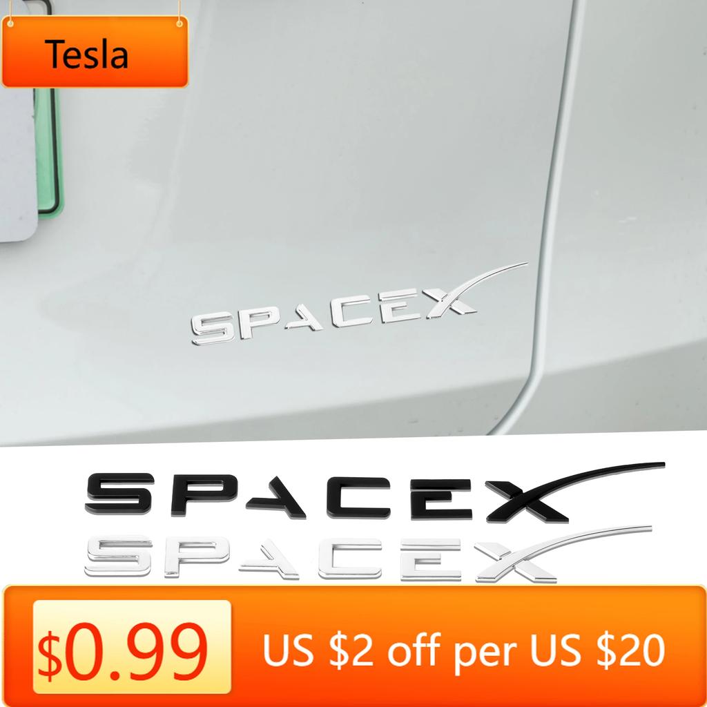 Car Sticker Tesla 1PCS ABS Car Emblem Space X Rear Badge Dceoration Stickers For Tesla Auto Trunk Exterior Styling Modification
