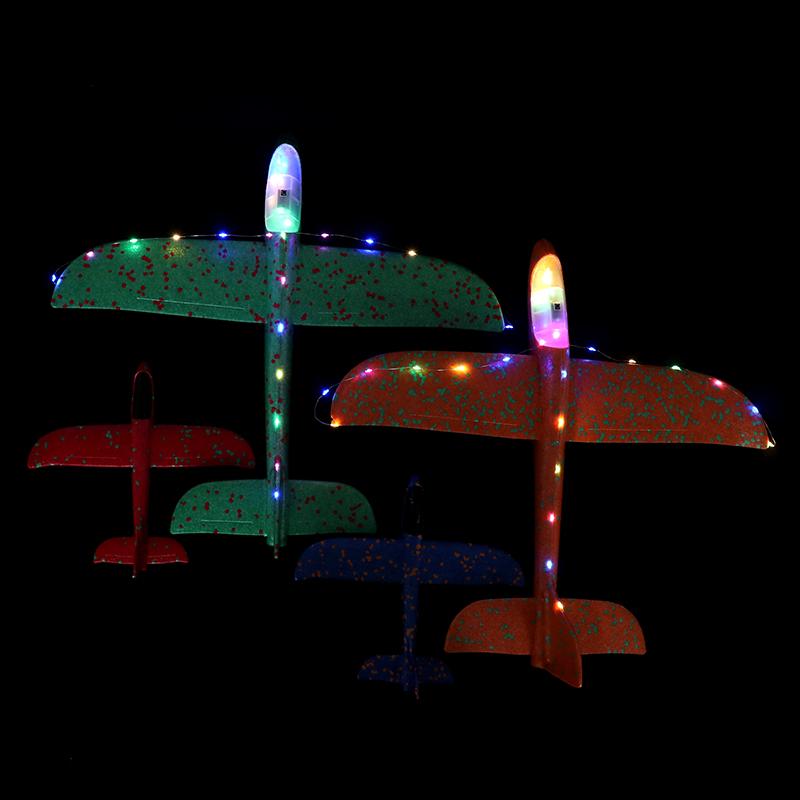 1 Set Outdoor Game Aircraft Model 24/48Cm Foam Plane Kits Flying Glider Toy With Led Light Hand Throw Airplane Toys For Kids