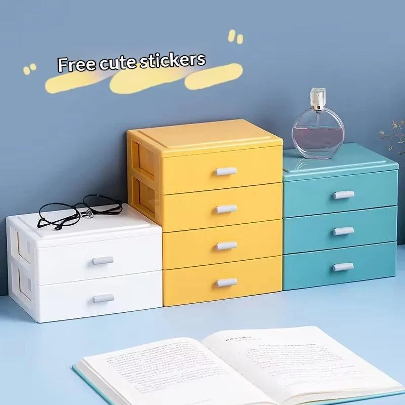 Plastic Desktop Storage Drawer Organizer With Stackable Design And Large Capacity Perfect For Home Office Storing Stationery