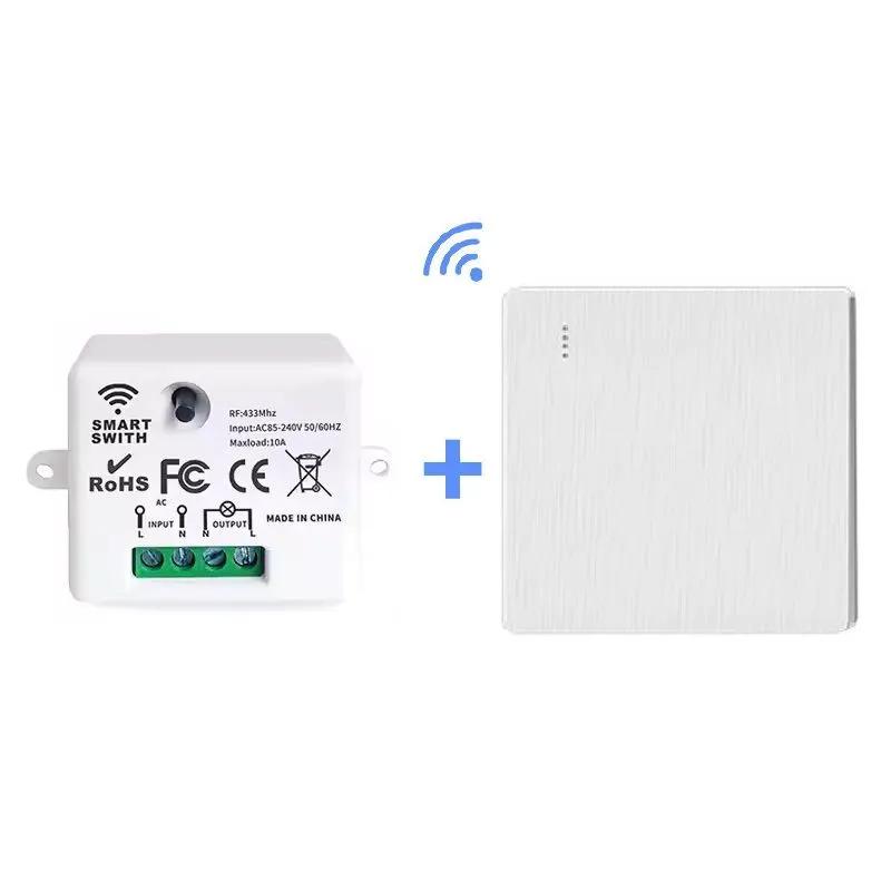 220V single button wireless light switch with 433MHz receiver white