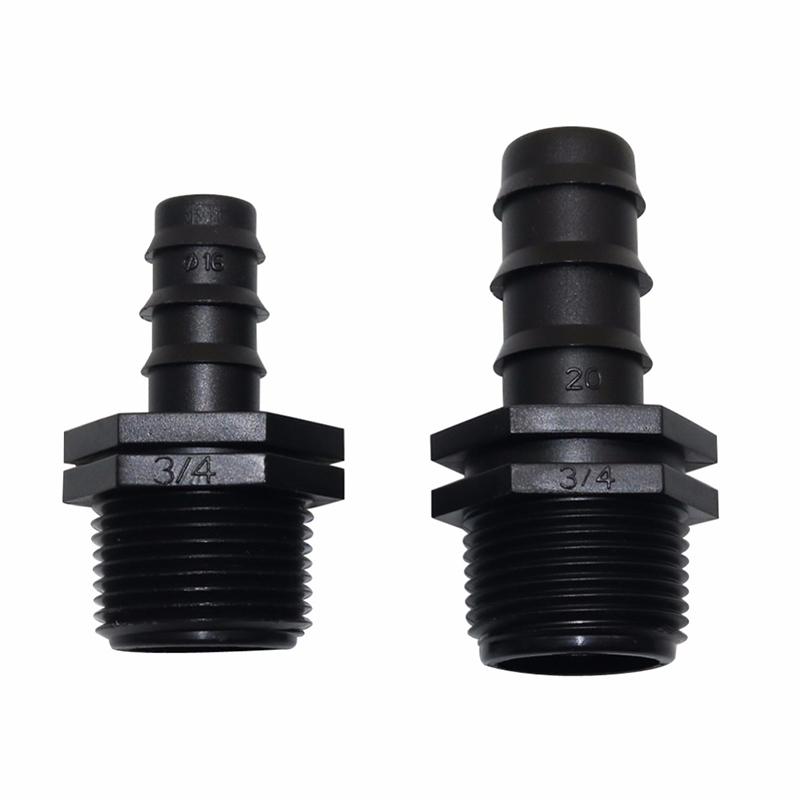 1/2" ,3/4"Male Thread Straight Connector Agriculture Irrigation Connections to DN16 DN20 Garden Hose Plastic 5 Pcs