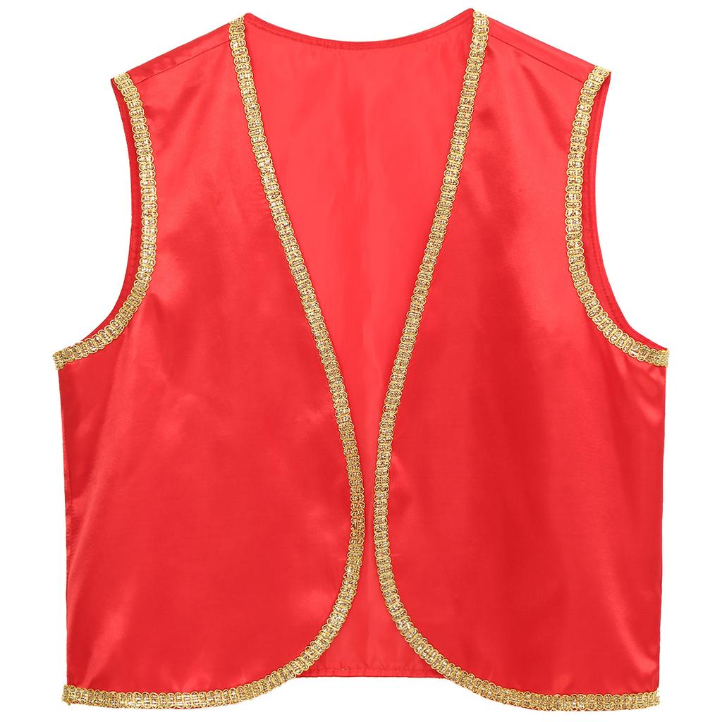 Mens Arabian Prince Waistcoat Sleeveless Open Front Cardigan Vest for Halloween Carnival Party