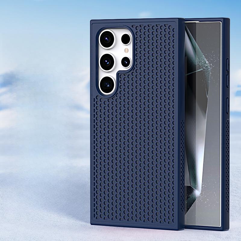 Suitable for Samsung S25Ultra Heat Dissipation Mesh Breathable Phone Case Honeycomb Hole Skin Feel S23FE Anti-drop Protective Case S24