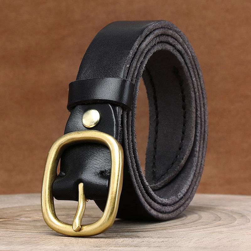 Women's Belt Leather Pin Buckle First Layer Cowhide Retro and Fashion All-Matching Trendy Korean Style Jeans Belt