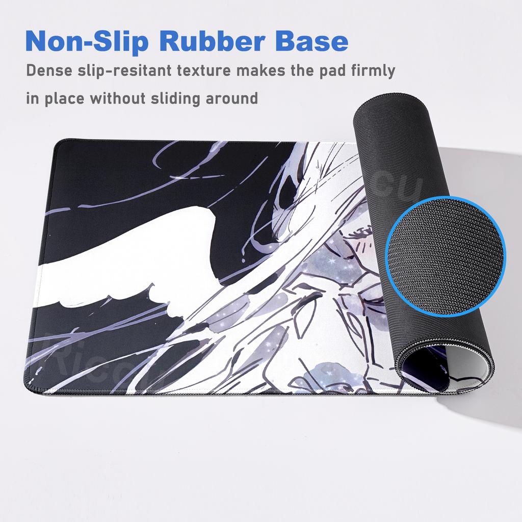 Schwarz-Weiß Anime Mädchen Mauspads Gamer Tastatur Schreibtischunterlage XXL Laptop Tischmatte Große Spielmatte Büro PC Zubehör Gaming Pads