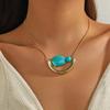 Bohemian Style Green Turquoise Pendant Necklace - High-End Natural Stone Jewelry