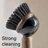 Pot Brush Ergonomic Grip Long Handle Kitchen Cleaning Brush with Built-in Detergent Dispenser Cutlery Stove Sink Cleaning Tool