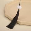 Double-Sided White Jade Lotus Tassel Fan Pendant - Antique Decoration Accessory