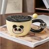 Round Animal Breakfast Cup with Lid Spoon Ceramic Couple Home Cup Super Cute Water Cup Creative Mug