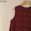 ZANZEA Women Summer Round Neck Casual Sleeveless Floral Dress