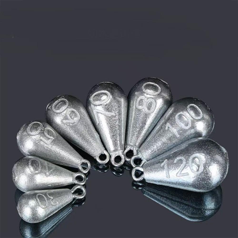 5 Pieces Pack 20g-120g Range Fishing Sinkers Iron Material Teardrop Sinkers  For Fishing