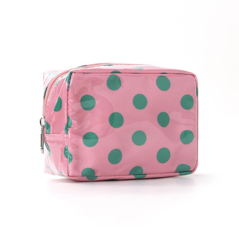 New Glossy Polka Dot Pvc Cosmetic Bag Makeup Bag Waterproof Travel Toiletry Bag Makeup Brush Case Mini Clutch A1