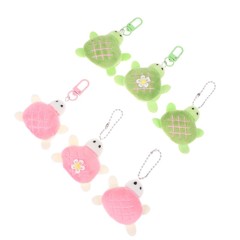Cartoon Turtle Plush Doll Keychain Anti-Lost Keyring Children Fluffty Keyring Stuffed Animal Doll School Bag Pendant