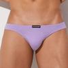 Bikini Size Combed Stretch Solid Color G-Station Men's Low-Rise Briefs, L, Purple, Cotton, Cotton, Tagless,
