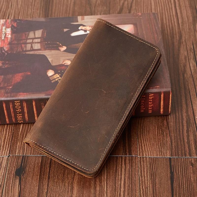 

Мужской кошелек из кожи Crazy Horse 2025 года, ретро визитница, клатч из натуральной коровьей кожи с отделкой патиной