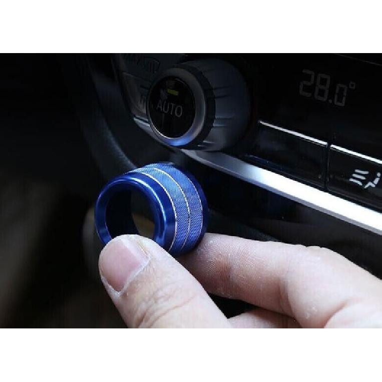 Fit For BMW 7 Series 2016- Blue Aluminum Middle Console Ac Knob Cover Trim