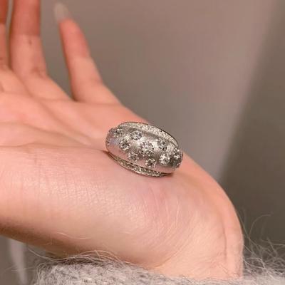 Shining Retro   Inlay Diamond Brushed Starry Sky Rings For Women Court Style Exquisite Engagement Ring Jewelry Gift