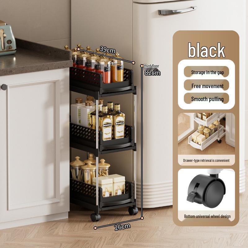 Foldable Multi-Layer Mobile Storage Cart with Wheels for Kitchen, Bedroom, or Bathroom