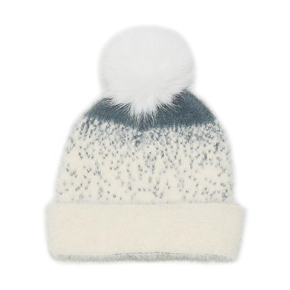 Winter hat children Temu autumn and winter new wool hat imitation mink jacquard knitted hat ear hat women