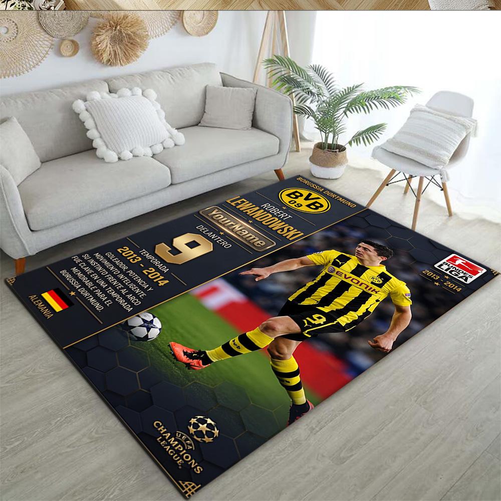 Borussia Dortmund Personalized Name Floor Rug Office Rug Perfect for Hallway Dining Room Dormitory Playrooms Antislip Carpet Decorate Offices