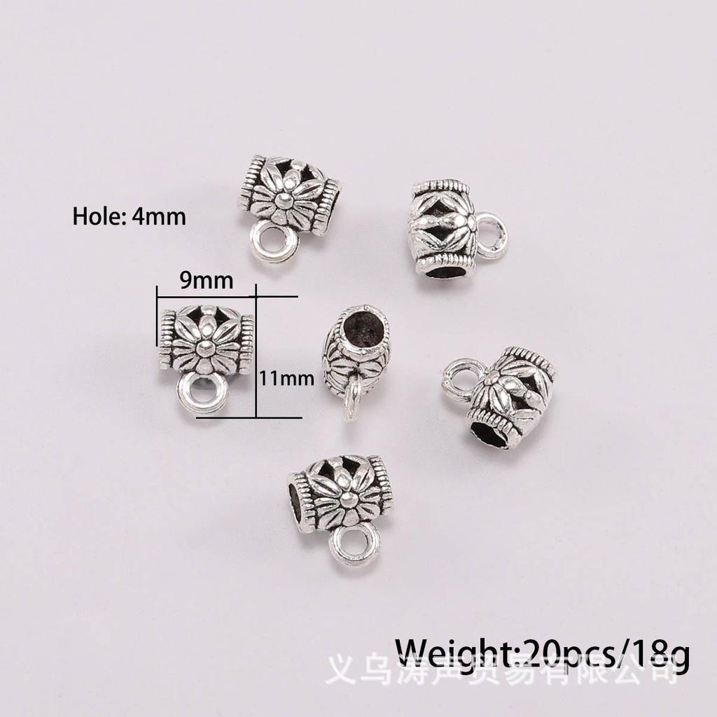 DIY šperky doplňky: Starožitné stříbrné distanční korálky s velkým otvorem pro náramky Pandora a trojcestné náhrdelníky - Sada 20 kusů.