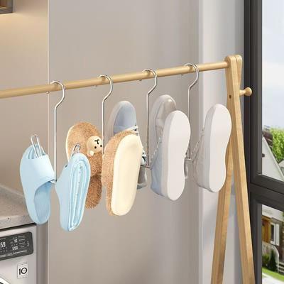 2/5Pcs Stainless Steel Shoe Rack Hangers Metal Storage Box Space-Saving With Closet Hooks Silver Home Laundry Accessories