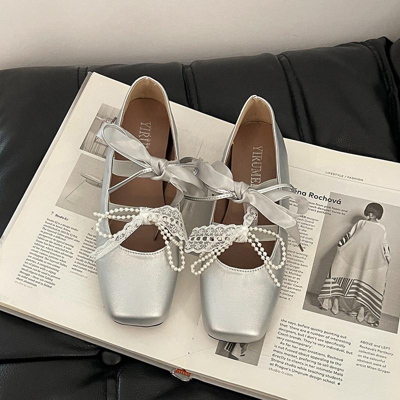 

Fashion Spring Autumn Internal Elevation Women Mary Jane Shoes Fashion Shallow Slip On Flats Ladies Concise Ballet Style Shoes 35 серебряный