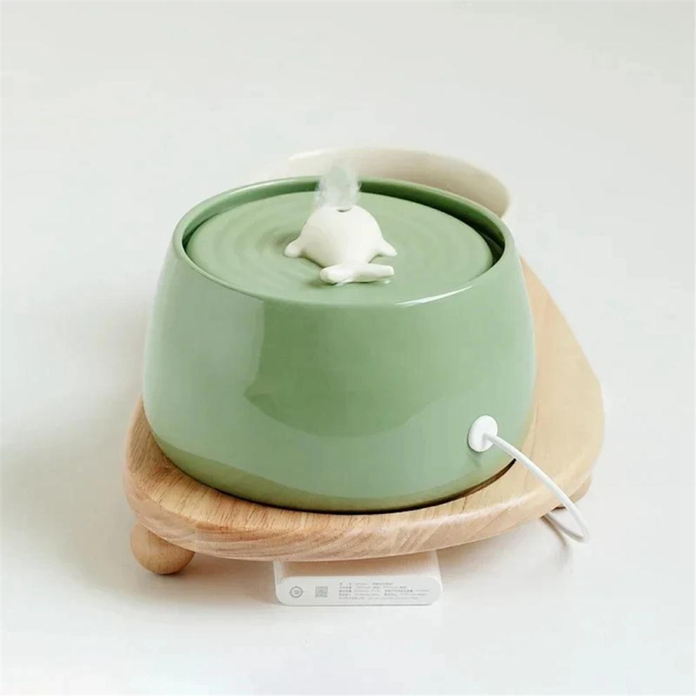 Ceramic Cat Drinking Fountain With USB Charging And Automatic Filtering