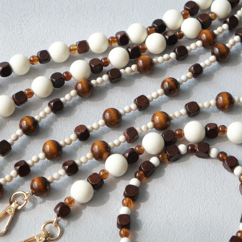 Neue Mode Damen Tasche Accessoire Abnehmbare Holzperlenketten Niedlicher Acryl Luxus Riemen Damen Elegante Tasche Schultergriff Kette