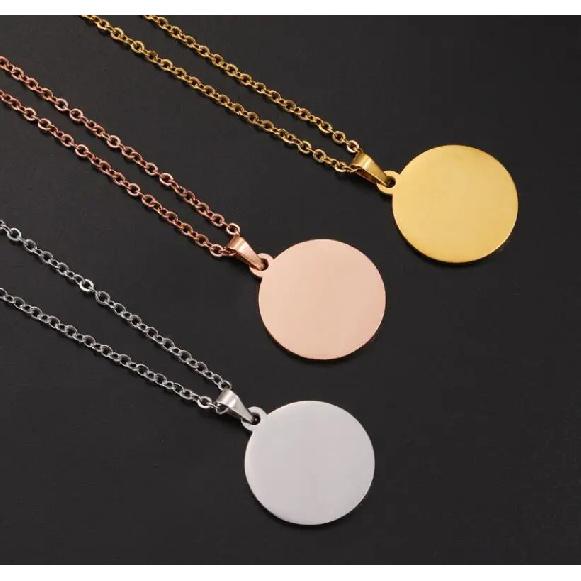 10Pcs 15-30mm Blank Round Discs Pendant Necklaces Gold Plated Chain Necklaces For DIY Custom Name Logo Women's Men's Jewelry