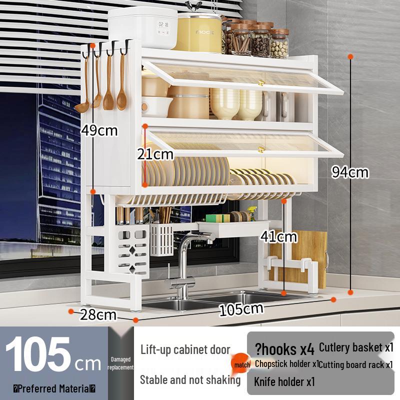 Wielofunkcyjny stojak na naczynia kuchenne: Pyłoszczelny organizer na blat do przechowywania misek, talerzy i ociekarek.