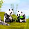 RemeeHi Panda Garden Miniature Mini Moss Landscape Unique Gift for Home or Office Plastic Miniature Animal Set of 4 Statues, Figurines, Accessories,