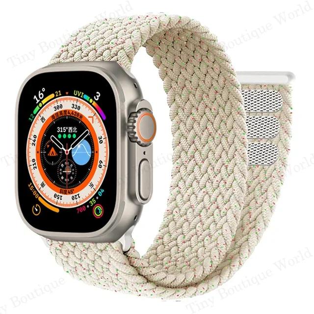 Braided Solo Loop For Apple watch Bands 40mm 44mm 49mm 45mm 41mm 38mm 42mm Elastic bracelet iWatch series 9 8 7 se Ultra 2 Strap