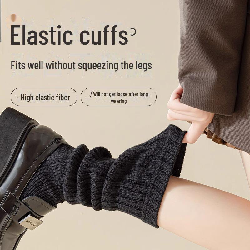 Women's Autumn & Winter Knitted White Mid-Tube Socks with Snow Boot Pile and Y2K Leg Warmers