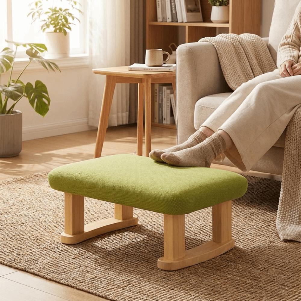 Abgerundete Kanten Schuhwechselbank Glatter Holzschemel Mehrzweckhocker Sofafußstütze