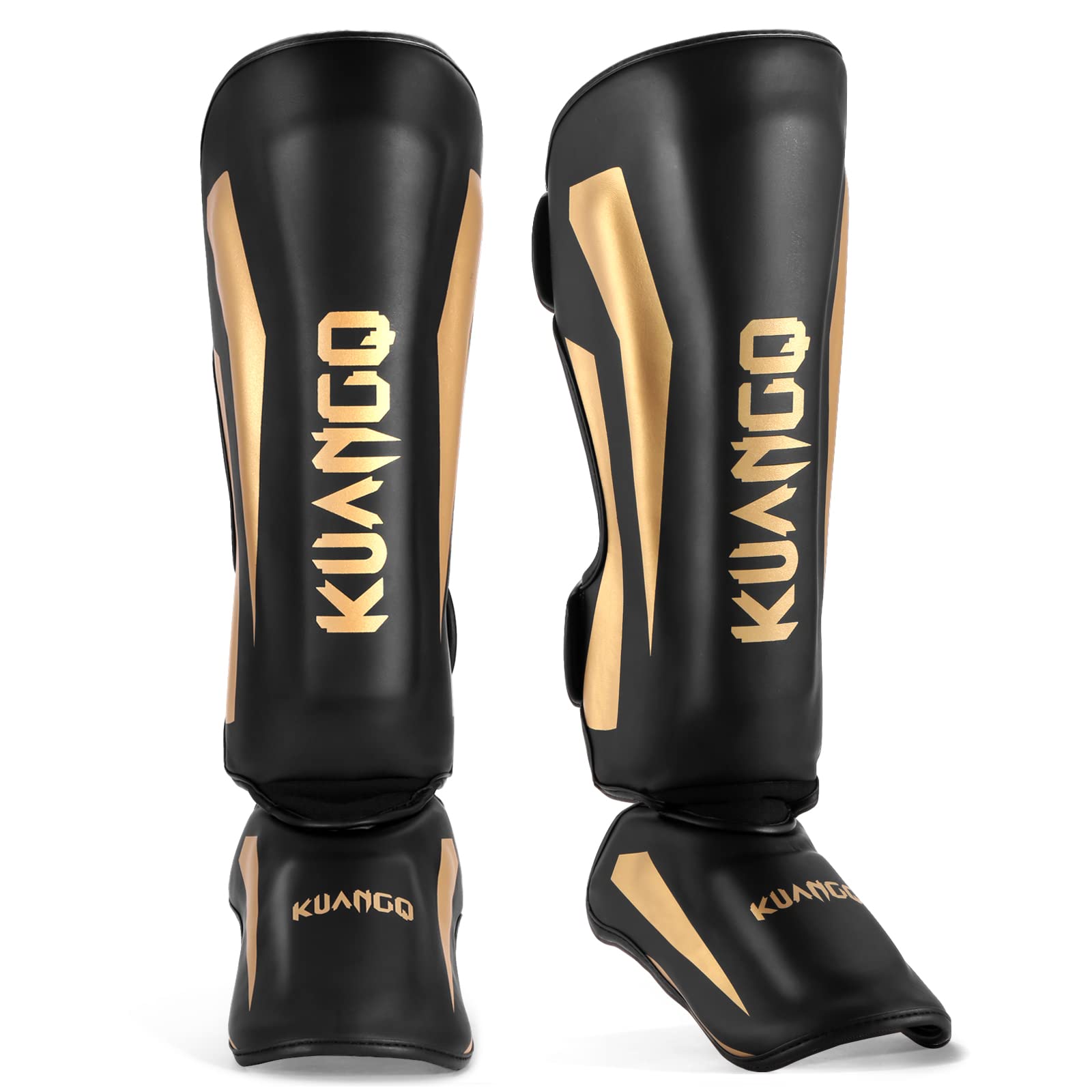 

FIVING Leg Guards for Muay Martial and More Leg Protectors for Kick Knee and Shin Adult Size for Men and Women Black Kickboxing, Thai, Arts, Karate, -