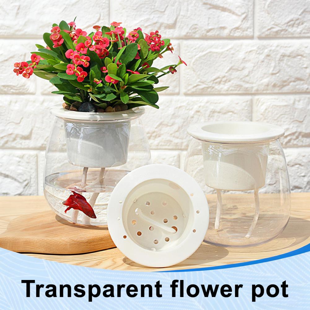 Flower Pot with Drainage Holes Low Maintenance Plant Pot Self Watering Plant Pot with Transparent Reservoir Self for Indoor