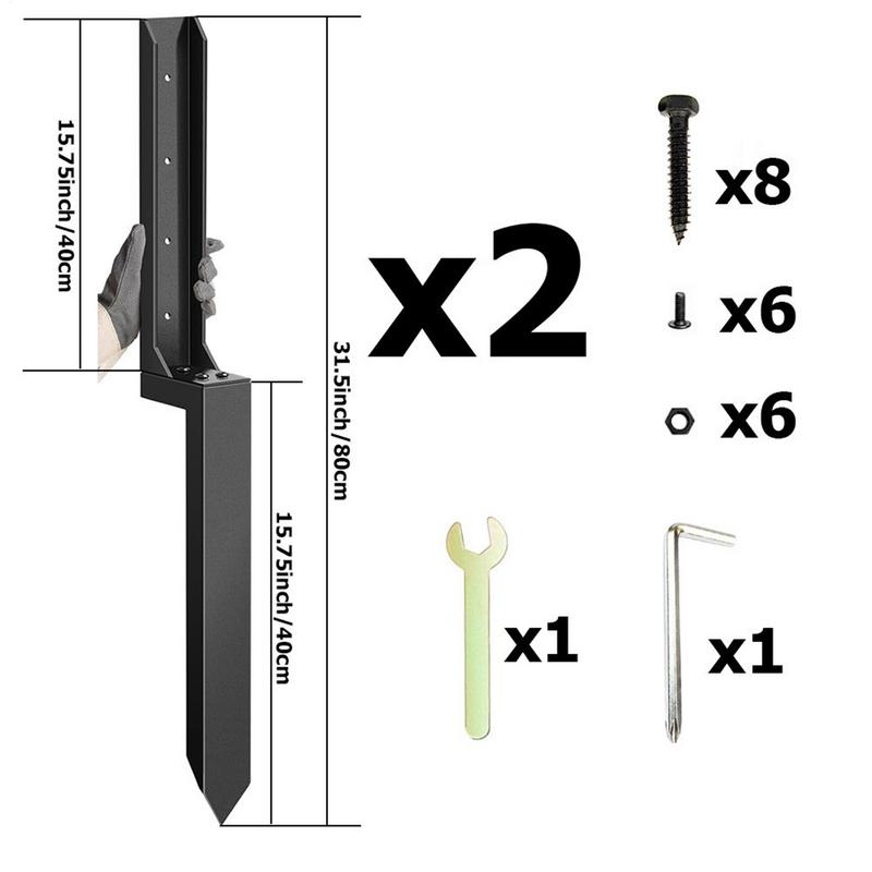 Fence Repair Kit 2X Thickened Metal Fence Support Stakes Solid Ground Spike Quick Fix Post Stabilizer For Repair Tilted Broken